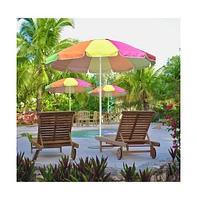 Yescom 7ftRainbow Beach Umbrella Sunshade with Tilt Sand Anchor Uv Protection Outdoor