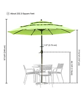 Yescom 9 Ft 3 Tier Patio Umbrella with Crank Handle Push to Tilt Aluminum Market Yard