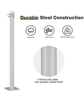 8 Ft Sun Shade Sail Pole Post Canopy Awning Deck Patio Backyard with Pole Bracket Clamp Powder Patio Outdoor 96" Silver