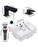 Aquaterior Rectangle Bathroom Basin Ceramic Countertop Sink with Faucet Drain