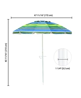 Yescom 5.6Ft Striped Outdoor Umbrella Uv Protection Sunshade Tilt Sand Anchor