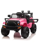 Yescom 12V Kids Ride On Truck Car Jeep with Remote Control, Led,3 Speeds Pink