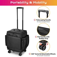 Byootique Portable Barber Station Rolling Hair Stylist Train Case Mobile Barber Station Makeup Trolley