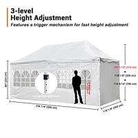 10x20FT Canopy Wedding Party Tent Pop Up Folding Gazebo Outdoor w/ 4 Sidewalls & Bag White