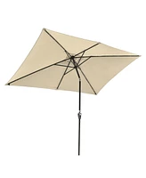 Yescom 10x6 Ft Solar Powered Patio Umbrella with Tilt Crank Aluminum Outdoor Backyard