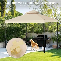 Yescom 10x10Ft Canopy Cover Top 2Tier Pu Water Resistance for Brand_Model Walmart/MS17-31-4-2 Arrow Gazebo Outdoor Beige