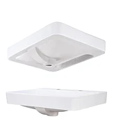 Yescom Aquaterior 23" Bathroom Drop in Vessel Sink Ceramic Semi Recessed Basin w/ Drain