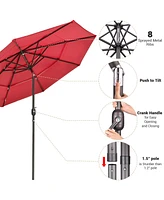 Yescom 3 Tier Patio Umbrella with Crank Handle Push to Tilt Home Garden
