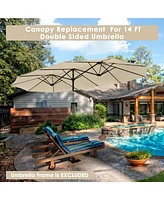 Yescom 14 Ft Replacement Canopy for 12 Rib Double Sided Patio Umbrella Market Table Top Outdoor Backyard Pool Restaurant