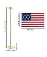 Yescom Ft Sectional Indoor Flag Pole Kit Base Eagle Topper Aluminum 3x5 Ft Us Flag