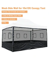 4 Half Mesh Sidewalls for 15x10 Ft Pop Up Canopy Tent w/ Window Food Vendor Fair