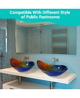 Aquaterior Waterdrop Shape Tempered Glass Vessel Sink Vanity Counter Top Basin