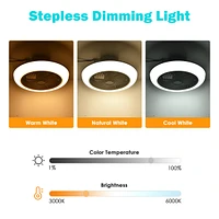 18" Enclosed Ceiling Fan with Light App Control Dimmable Led Lamp for Bedroom