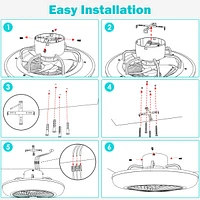 18" Enclosed Ceiling Fan with Light App Control Dimmable Led Lamp for Bedroom