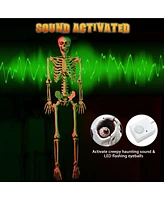 Yescom Life Size Skeleton Poseable with Glowing Eyes 5.4 Ft Halloween Party Decoration Haunted House