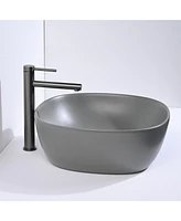 Aquaterior Bathroom Countertop Ceramic Vessel Sink Single Handle Tall Faucet Kit