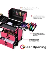 Byootique Rolling Makeup Train Case Cosmetic Storage Organizer Trolley 2 Drawers