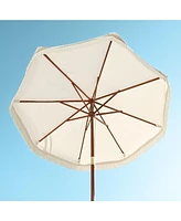 LAGarden 7' Patio Beige Umbrella with Fringe UPF50+ Boho Style 5-Year-Non-Fading for Outdoor,Model: BH7W-01