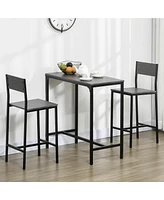 Homcom Industrial Counter-Height 3pc Bar Table High Back Stool for Dining Room