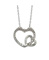 Suzy Levian New York Pink Sapphire & Lab-Grown White Sapphire Double Heart Pendant Necklace in Sterling Silver by Suzy Levian