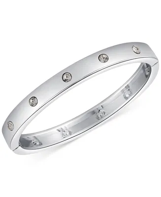 Guess Silver-Tone Crystal Hinged Bracelet
