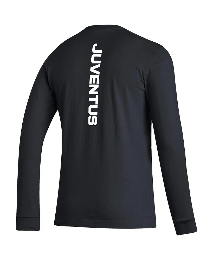 Adidas Men's Black Juventus Vertical Wordmark Long Sleeve T-Shirt