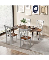 Sugift Set of 4 Wooden Farmhouse Kitchen Chairs with Rubber Wood Seat