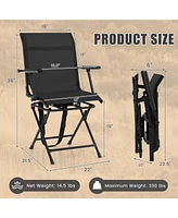 Sugift Foldable Swivel Patio Chair with Armrest and Mesh Back