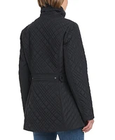 Jones New York Women's Hooded Stand-Collar Quilted Coat