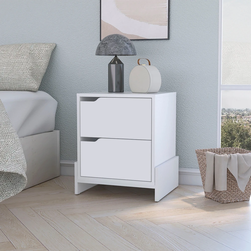 Fm Furniture Lovell Nightstand with Sturdy Base and 2-Drawers