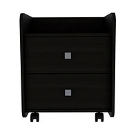 Fm Furniture York Nightstand, Superior Top, Two Drawers, Four Casters