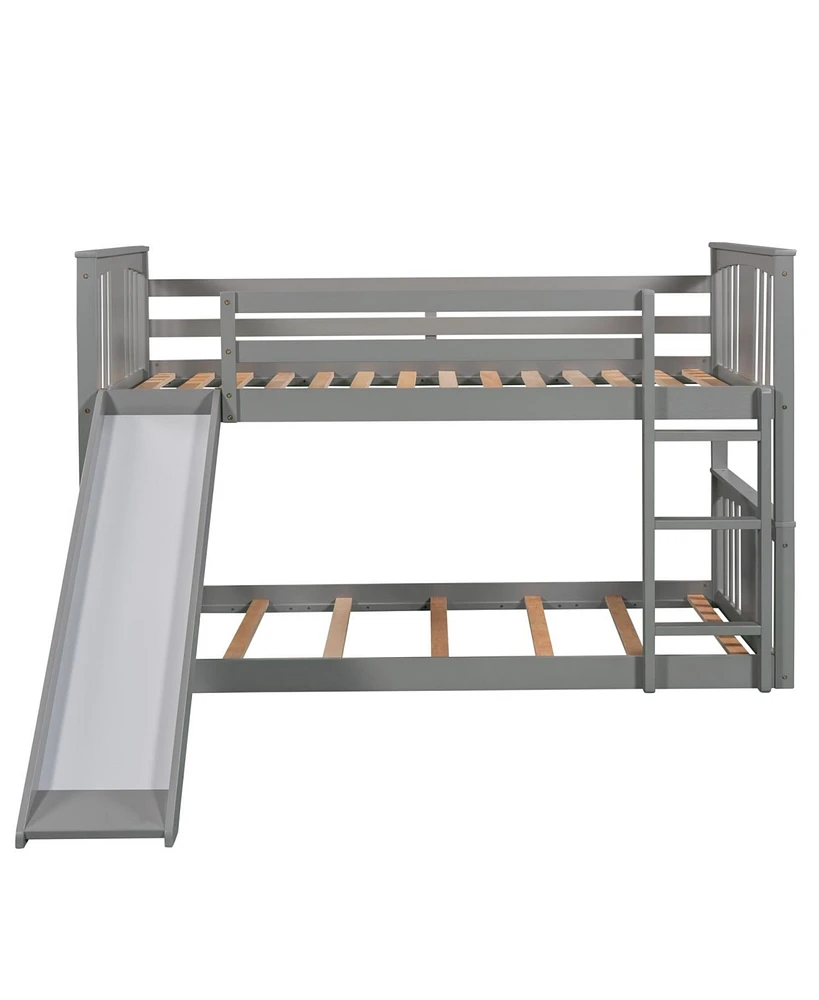 Simplie Fun Twin Over Twin Bunk Bed With Slide And Ladder