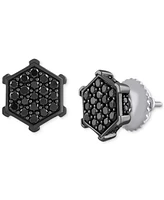 Men's Black Diamond Hexagon Cluster Screw Back Stud Earrings (1 ct. t.w.)