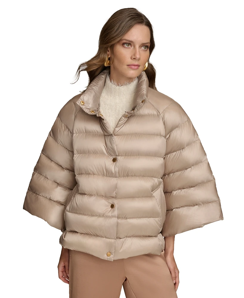 Donna Karan New York Women's Stand-Collar Down Puffer Cape