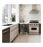 Newair 24" Built-in Dual Zone 18 Bottle and 58 Can Wine and Beverage Fridge in Stainless Steel with French Doors and Chrome Shelves