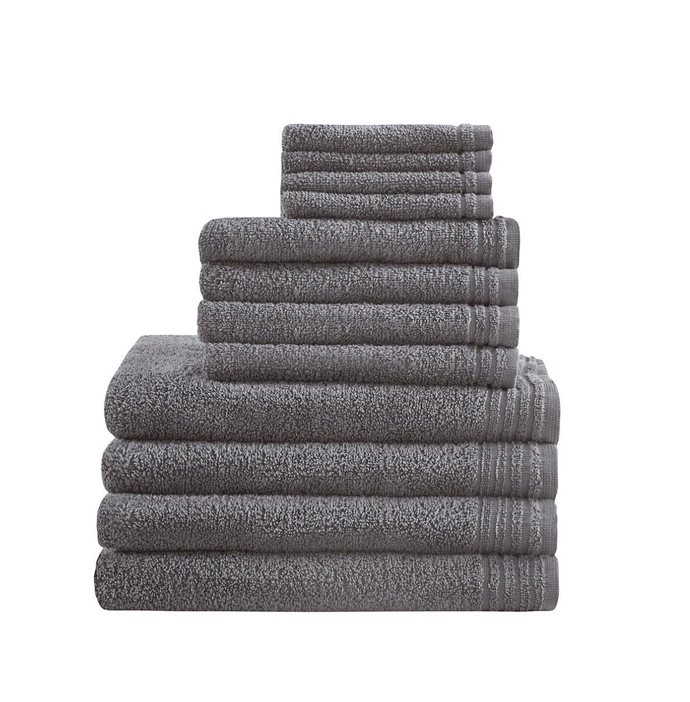 Home Outfitters 100% Cotton 12pcs Bath Towel Set , Absorbent, Bathroom Spa Towel, Casual