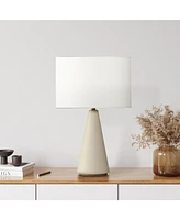 Brightech Nathaniel 20" Cement Led Table Lamp with Cream Drum Shade