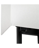 Modena Modern Art Deco Wall Sconce Lighting Black Hardwired 15 1/2" High Fixture Silvery Faux Silk Half Rectangular for Bedroom Bathroom Bedside Livin