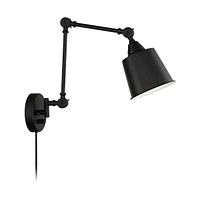 Mendes Modern Industrial Swing Arm Adjustable Wall Mounted Lamps Set of 2 Black Metal Plug-In Down Light Fixture Bedroom Bedside House Reading Living