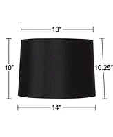 Black Medium Hardback Drum Lamp Shade 13" Top x 14" Bottom x 10.25" Slant x 10" High (Spider) Replacement with Harp and Finial - Springcrest