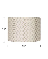 Embroidered Hourglass Medium Lamp Shade 16" Top x 16" Bottom x 11" High (Spider) Replacement with Harp and Finial - Springcrest