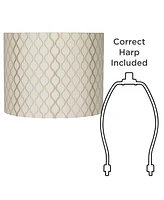 Embroidered Hourglass Medium Lamp Shade 14" Top x 14" Bottom x 11" High (Spider) Replacement with Harp and Finial - Spring crest