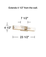 Midtown Modern Wall Lights Set of 2 Burnished Brass Gold Metal Hardwired 4.5" Fixture White Glass Shade for Bedroom Bathroom Vanity Living Room Home H