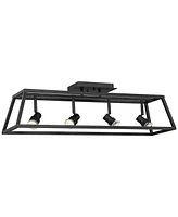 Pro Track Carmel 4-Head Led Ceiling Track Light Fixture Kit Spot-Light GU10 Adjustable Flat Black Modern Transitional Cage Kitchen Bathroom Living Roo