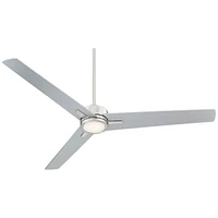 Casa Vieja 60" Monte Largo Modern 3 Blade Indoor Ceiling Fan with Dimmable Led Light Remote Control Brushed Nickel Silver for Living Kitchen House Bed