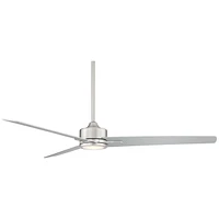 Casa Vieja 60" Monte Largo Modern 3 Blade Indoor Ceiling Fan with Dimmable Led Light Remote Control Brushed Nickel Silver for Living Kitchen House Bed