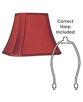 Crimson Red Cut-Corner Medium Lamp Shade 8" Wide and 6" Deep at Top x 14" Wide and 11" Deep at Bottom x 11" High (Spider) Replacement with Harp and Fi