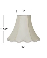 Creme Small Scallop Bell Lamp Shade 5" Top x 12" Bottom x 10" Slant x 9.5 High (Spider) Replacement with Harp and Finial - Imperial Shade