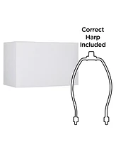 White Medium Rectangular Hardback Lamp Shade 16" Wide x 8" Deep x 10" High (Spider) Replacement with Harp and Finial - Spring crest