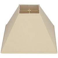 Beige Linen Medium Square Lamp Shade 6" Top x 16" Bottom x 12" Slant x 10" High (Spider) Replacement with Harp and Finial - Springcrest